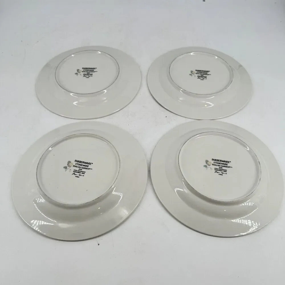 Vintage 1993 Farberware English Garden #225 Set of 4 Salad Plates 7 1/2”